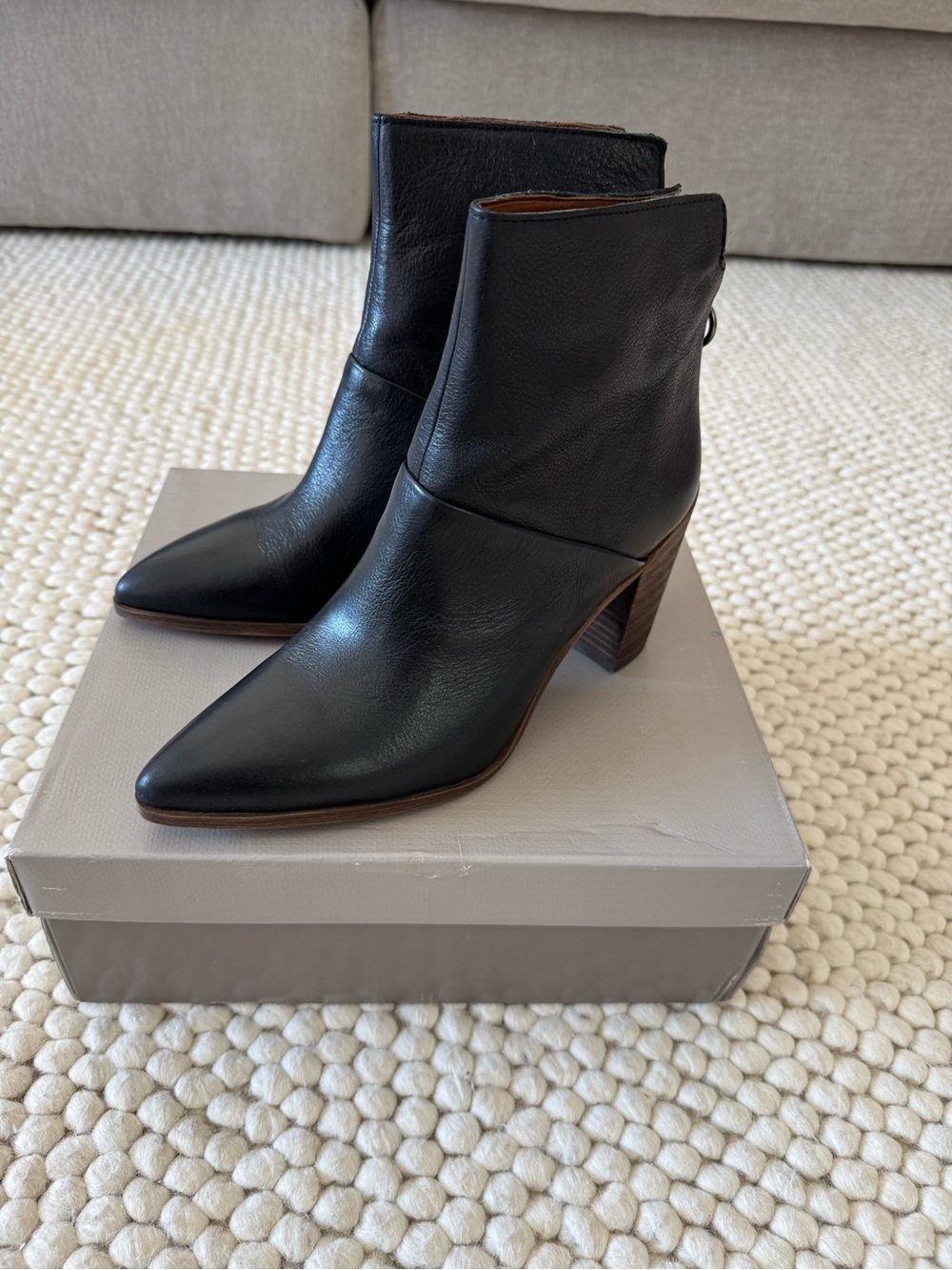Franco Sarto Black Leather Boots, Size 9.5